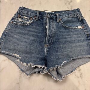 AGOLDE Distressed Blue Jean Shorts
